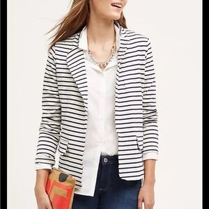 J. Crew Navy and White Striped Blazer